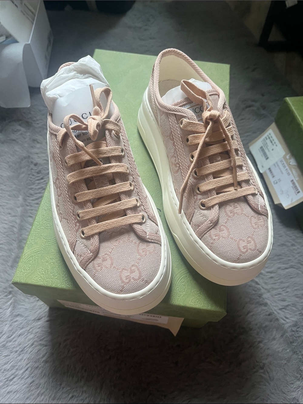 Gucci Blush Pink GG Canvas Platform Sneakers
